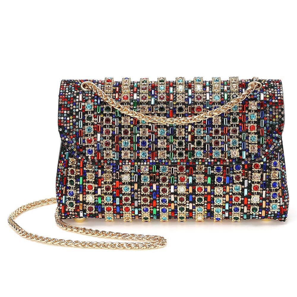 1585 Evening Bags Clutch Purses Formal, Crossbody Handbag with Chain